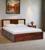 Woodway Sheesham Wood Queen Size Bed In Honey Oak  Finish With Box Storage