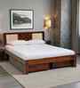 Woodway Sheesham Wood Queen Size Bed In Honey Oak  Finish With Drawer Storage