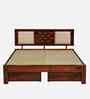 Woodway Sheesham Wood Queen Size Bed In Honey Oak  Finish With Drawer Storage