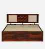 Woodway Sheesham Wood Queen Size Bed In Honey Oak  Finish With Hydraulic Storage