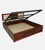 Woodway Sheesham Wood Queen Size Bed In Honey Oak  Finish With Hydraulic Storage