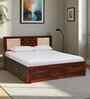 Woodway Sheesham Wood Queen Size Bed In Honey Oak  Finish With Hydraulic Storage