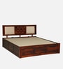 Woodway Sheesham Wood Queen Size Bed In Honey Oak  Finish With Hydraulic Storage