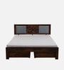 Woodway Sheesham Wood Queen Size Bed In Provincial Teak Finish With Drawer Storage