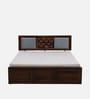 Woodway Sheesham Wood Queen Size Bed In Provincial Teak Finish With Hydraulic Storage