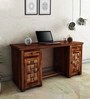 Woodway Sheesham Wood Writing Table In Provincial Teak Finish