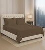 Woody Brown Solid 400 TC Cotton Super King Sized Bedsheet with 4 Pillow Covers