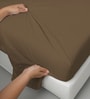 Woody Brown Solid 400 TC Cotton Super King Sized Bedsheet with 4 Pillow Covers