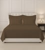 Woody Brown Solid 400 TC Cotton Super King Sized Bedsheet with 4 Pillow Covers