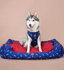 Woof- Small Blue & Red Fabric Pet Bed