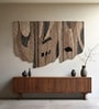 Brown And Green Wool Handmade Wall Art Panel 4x2 Feet