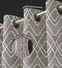 Woven maze soft brown Blackout Jacquard Polyester Curtains for Door Pack of 2