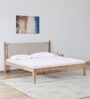 Woven Solid Wood Queen Size Bed in Farmhouse White finish