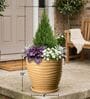 WPC Beige 15 Inch German Polymer Round Plant Container With Saucer