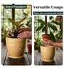 WPC Beige 17 Inch German Polymer Round Plant Container With Saucer