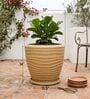 WPC Beige 17 Inch German Polymer Round Plant Container With Saucer