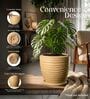 WPC Beige 17 Inch German Polymer Round Plant Container With Saucer