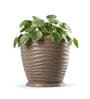 WPC Choco Brown 12 Inch German Polymer Round Plant Container With Saucer