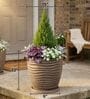 WPC Choco Brown 15 Inch German Polymer Round Plant Container With Saucer
