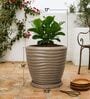 WPC Choco Brown 17 Inch German Polymer Round Plant Container With Saucer