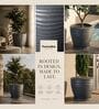 WPC Grey 12 Inch German Polymer Round Plant Container With Saucer