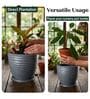 WPC Grey 12 Inch German Polymer Round Plant Container With Saucer