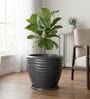 WPC Grey 15 Inch German Polymer Round Plant Container With Saucer