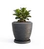 WPC Grey 17 Inch German Polymer Round Plant Container With Saucer