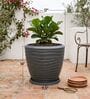 WPC Grey 17 Inch German Polymer Round Plant Container With Saucer
