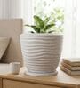 WPC Marble White 12 Inch German Polymer Round Plant Container With Saucer