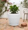 WPC Marble White 17 Inch German Polymer Round Plant Container With Saucer