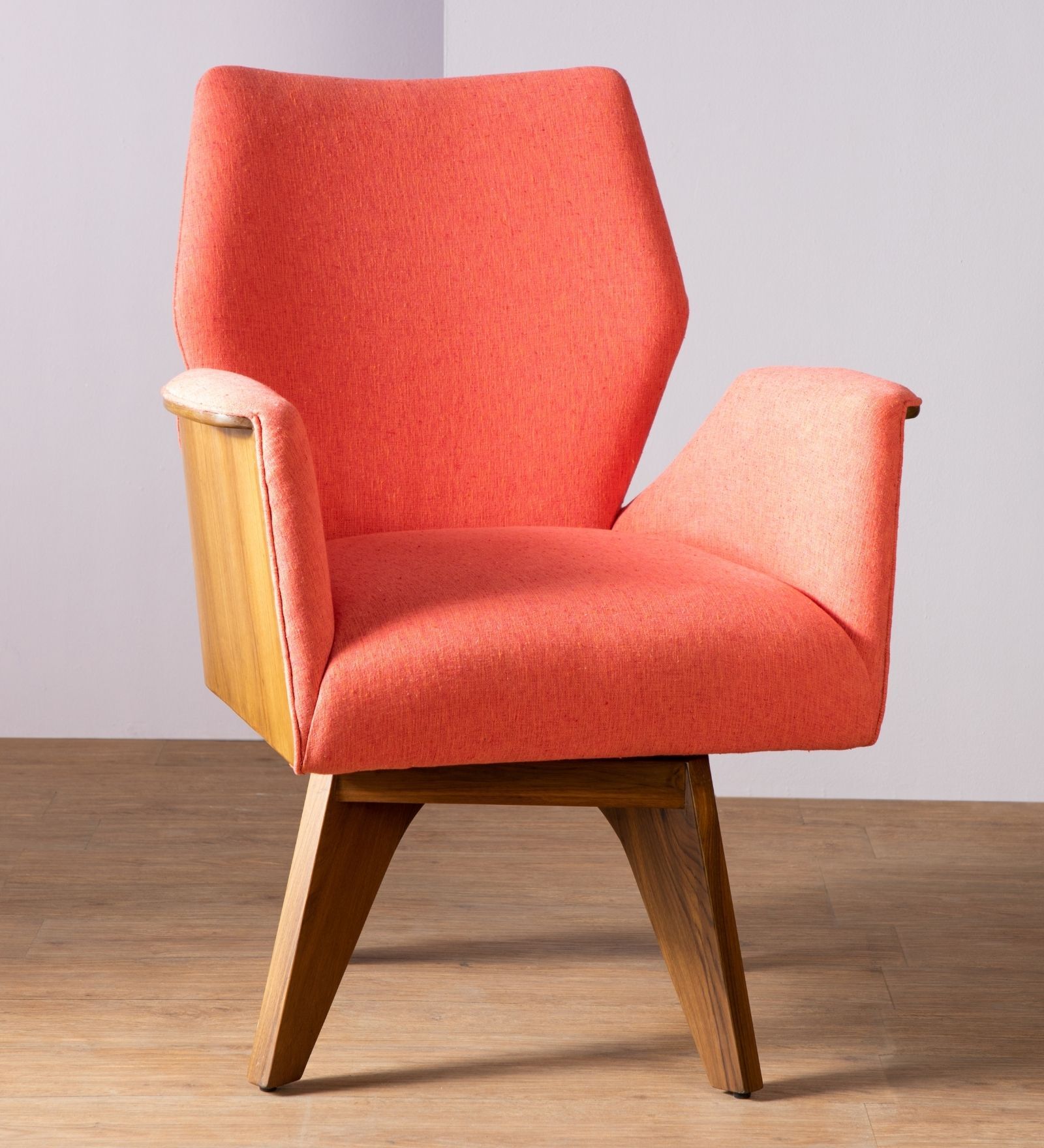 Wrap Raffia Fabric Lounge Chair in Red Color