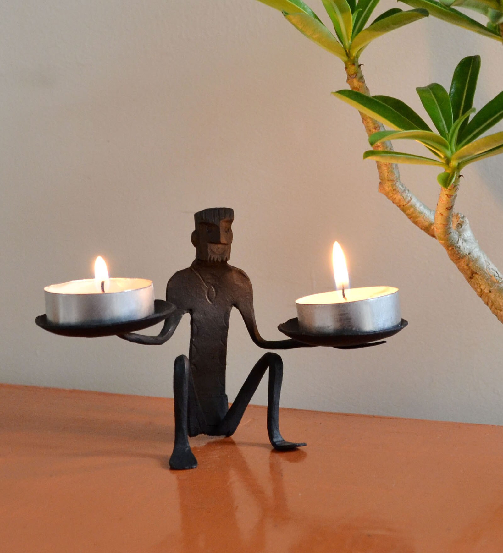 Black Wrought Iron Tea Light Holder