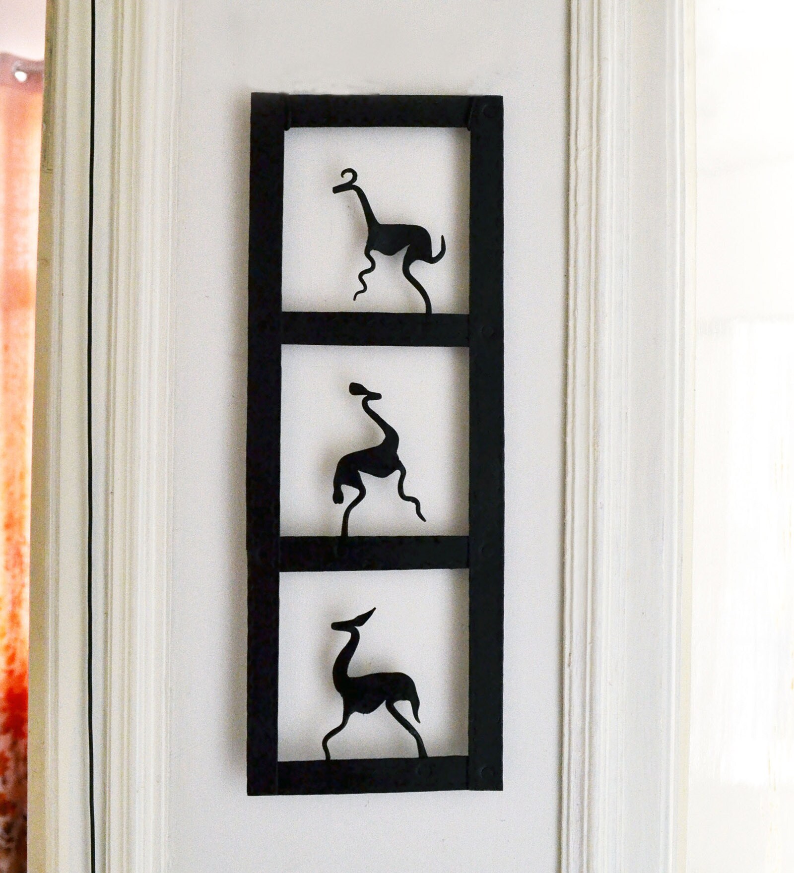 Wrought Iron Hanging Framed Wall Art In Black