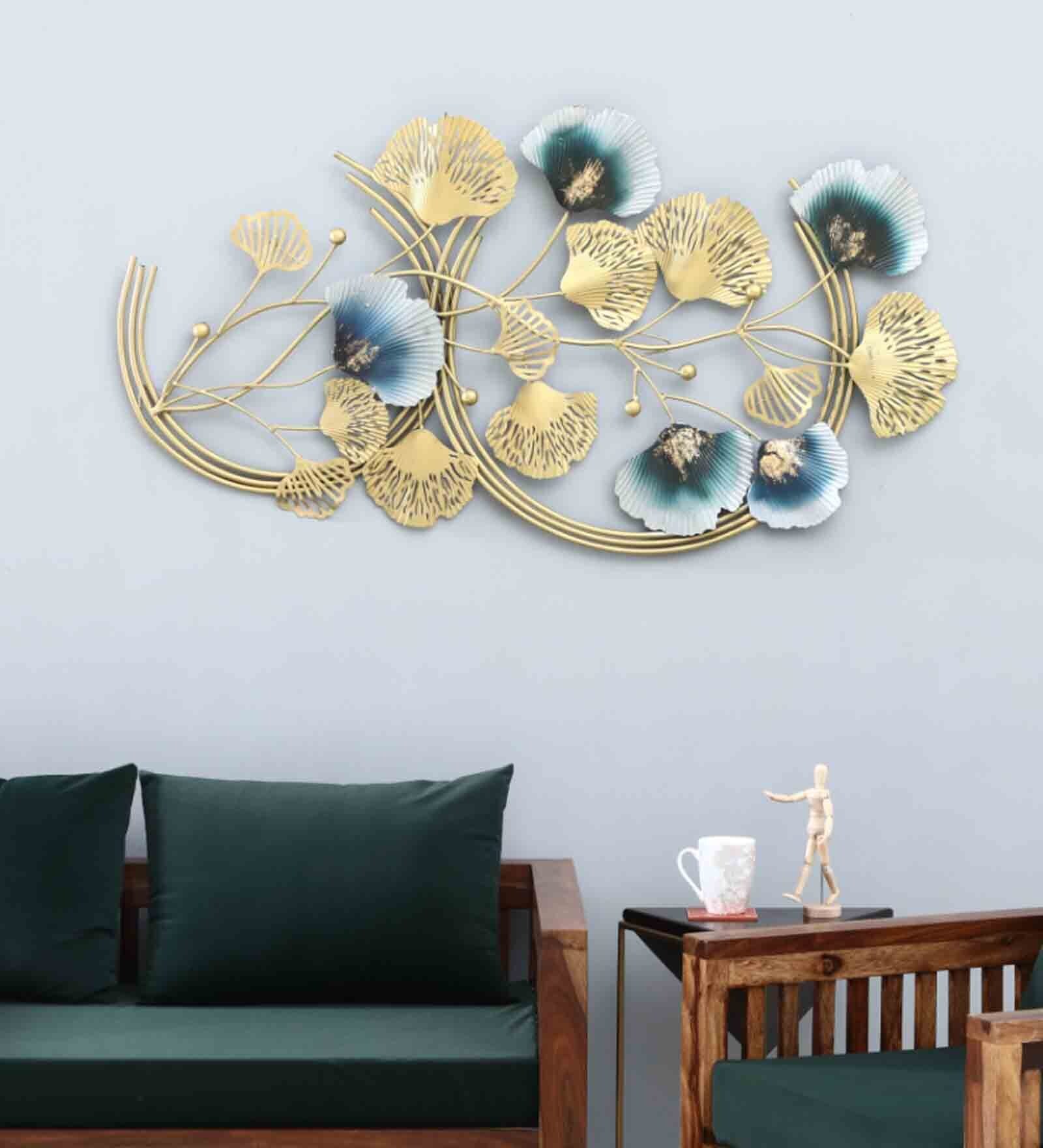 Amor Wrought Iron Grey And Golden Floral Wall Art