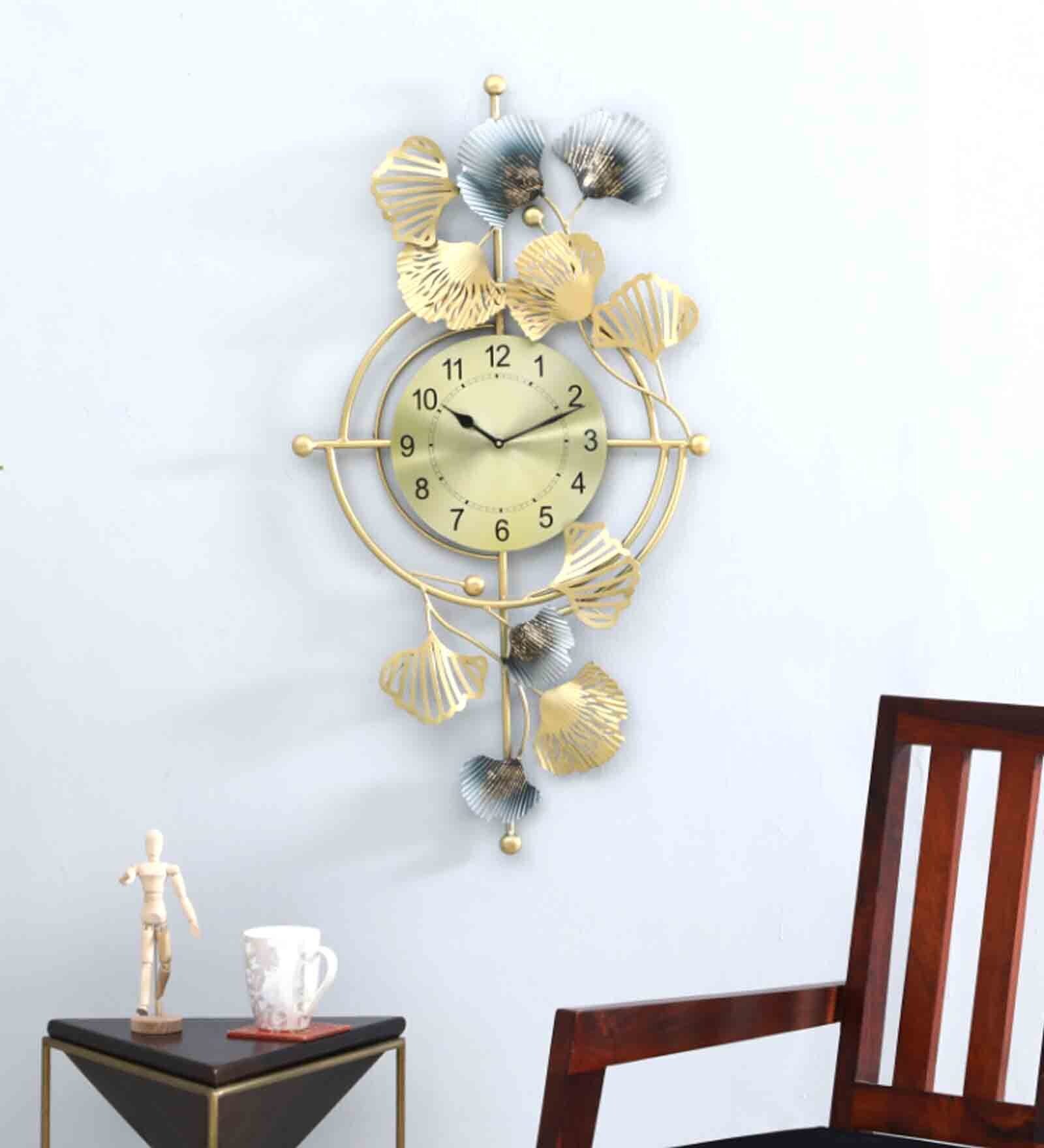 Grey & Gold Wrought Iron Traditional Wall Clock