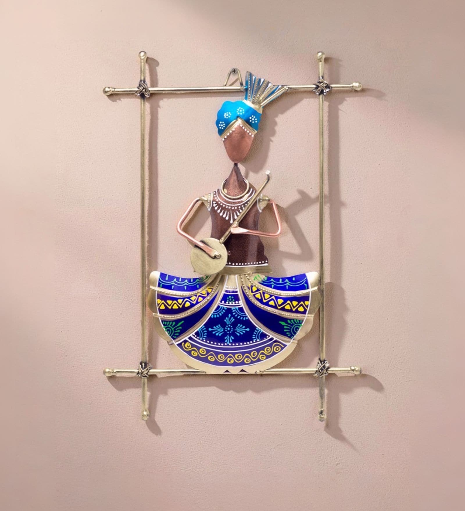 Wrought Iron Musician Wall Art In Blue