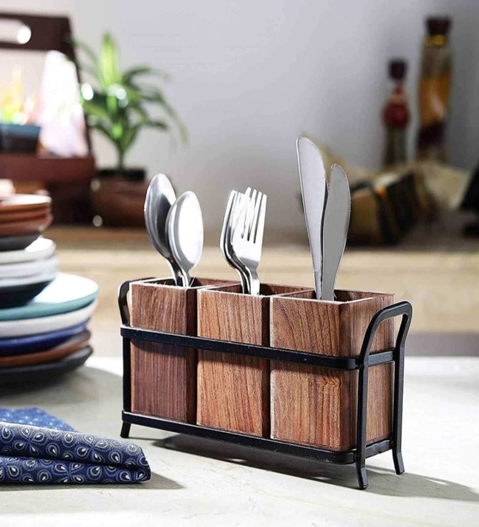 Wrought Iron Rustic Cutlery Stand