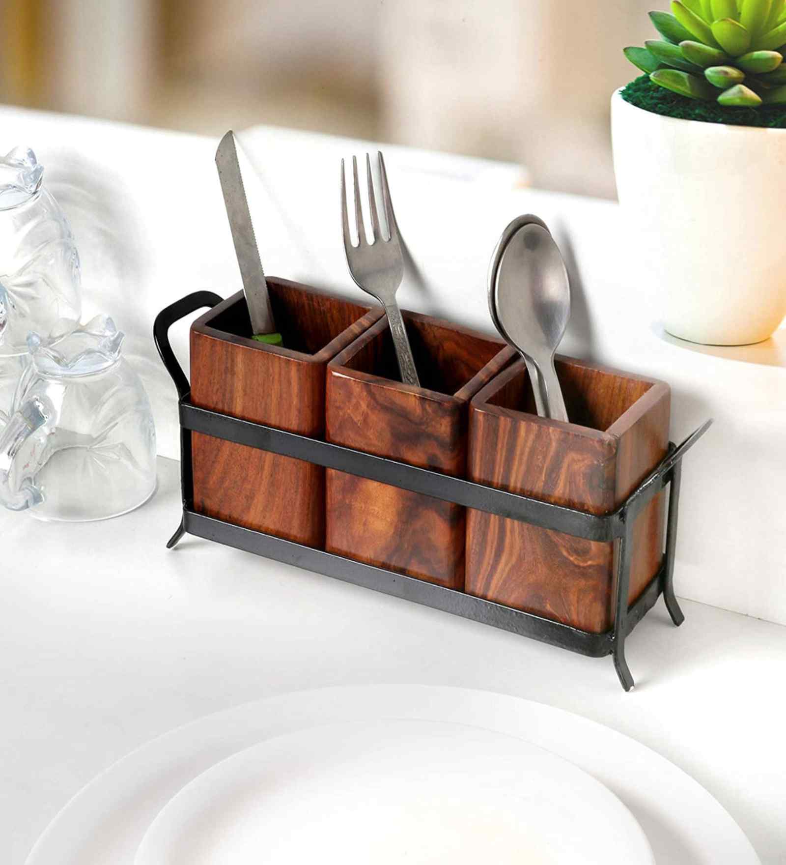 Wrought Iron Rustic Cutlery Stand