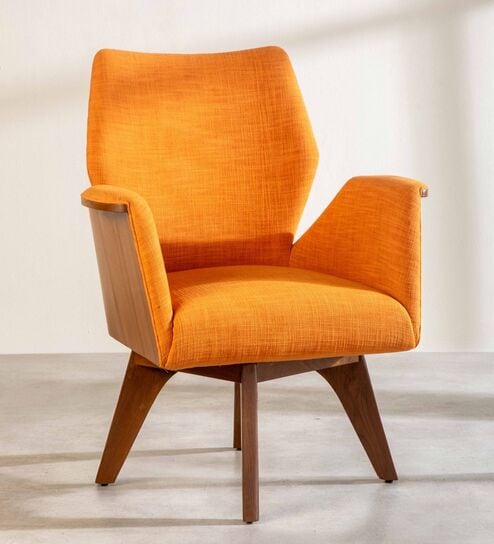 Wrap Raffia Fabric Lounge Chair in Orange Color