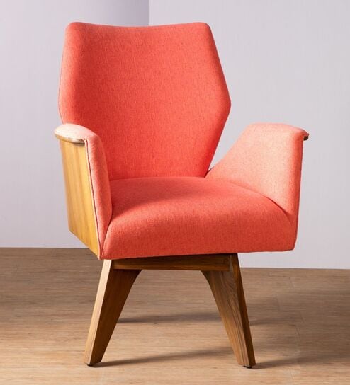 Wrap Raffia Fabric Lounge Chair in Red Color