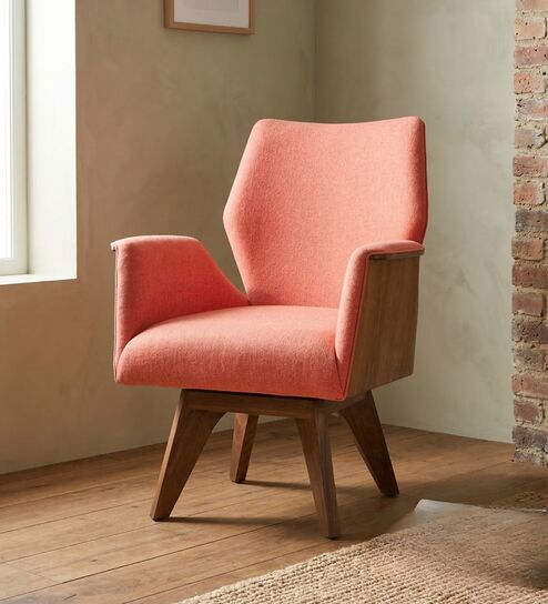 Wrap Raffia Fabric Lounge Chair in Red Color