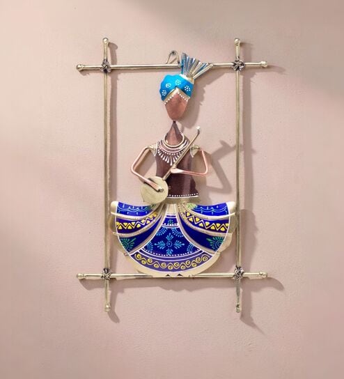 Wrought Iron Musician Wall Art In Blue