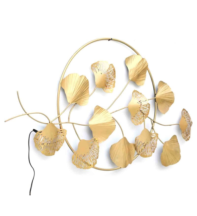 Buy Wrought Iron Golden Floral Wall Art By Ganeshay Textiles Craft