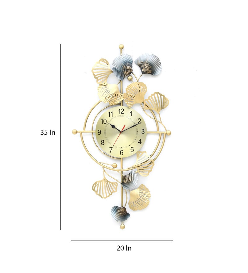 Buy Grey & Gold Wrought Iron Traditional Wall Clock Online ...