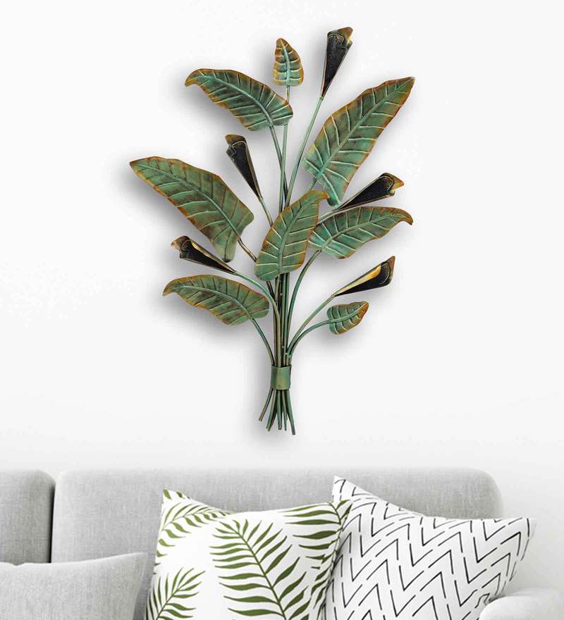 Buy Wrought Iron Palm Tree Wall Art In Green By Globally Indian Online