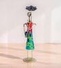 Wrought Iron Handcrafted Lady with Umbrella Multicolor Figurine