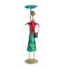 Wrought Iron Handcrafted Lady with Umbrella Multicolor Figurine