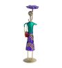 Wrought Iron Handcrafted Lady with Umbrella Multicolour Figurine