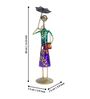 Wrought Iron Handcrafted Lady with Umbrella Multicolour Figurine